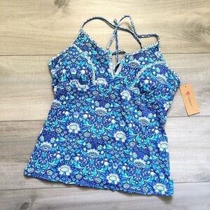 Cremieux Lavender Blue Floral Tankini Swim Top M